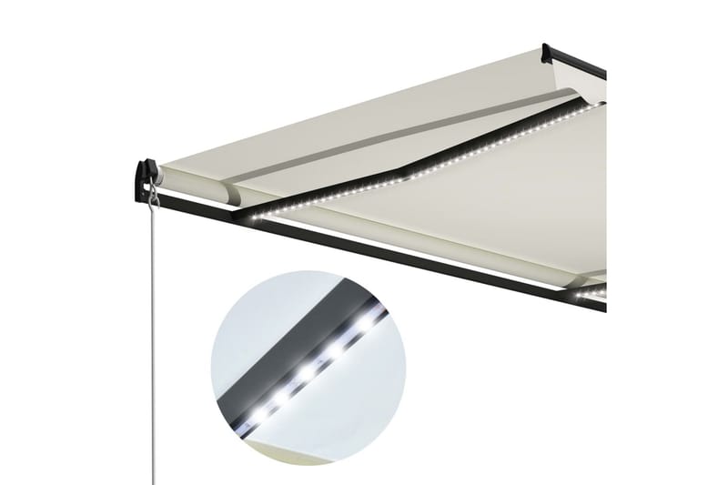 Foldemarkise Manuel Betjening Med Led 300X250 cm Cremefarvet - Havemøbler - Solafskærmning - Markiser - Vinduesmarkise