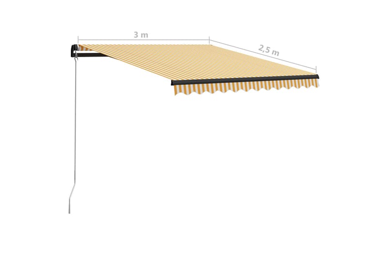 Foldemarkise Manuel Betjening Med Led 300X250 cm Gul Og Hvid - Havemøbler - Solafskærmning - Markiser - Vinduesmarkise