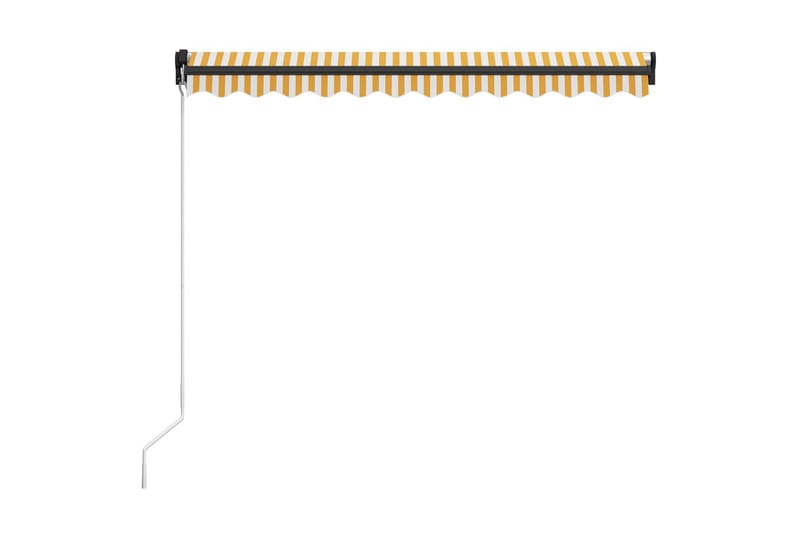 Foldemarkise Manuel Betjening Med Led 300X250 cm Gul Og Hvid - Havemøbler - Solafskærmning - Markiser - Vinduesmarkise