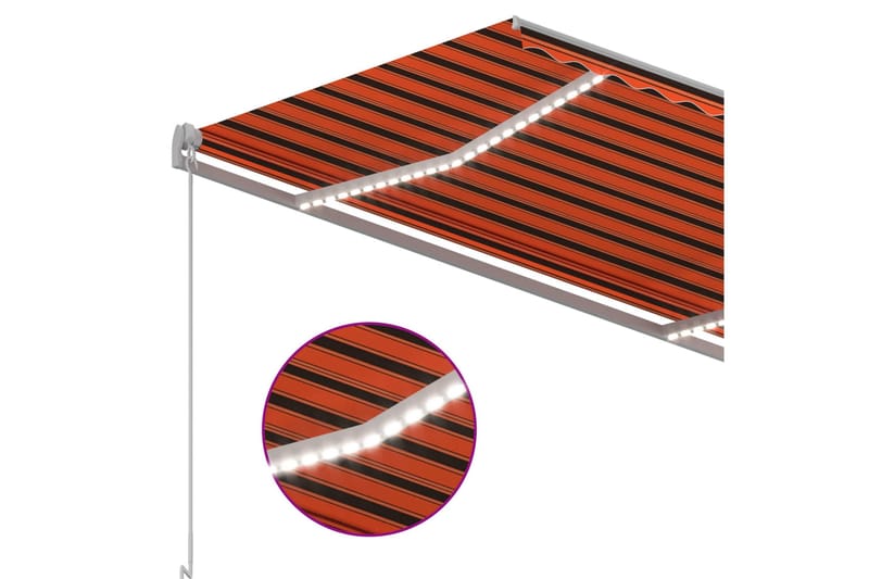 foldemarkise manuel betjening med LED 300x250 cm - Orange - Havemøbler - Solafskærmning - Markiser - Balkonmarkise