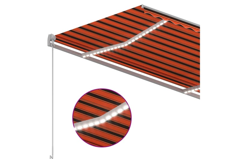 foldemarkise manuel betjening med LED 300x250 cm - Orange - Balkonmarkise - Markiser - Terrassemarkise
