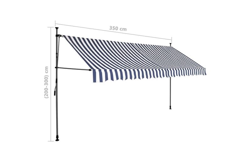 foldemarkise manuel betjening med LED 350 cm blå og hvid - Flerfarvet - Balkonmarkise - Markiser - Terrassemarkise