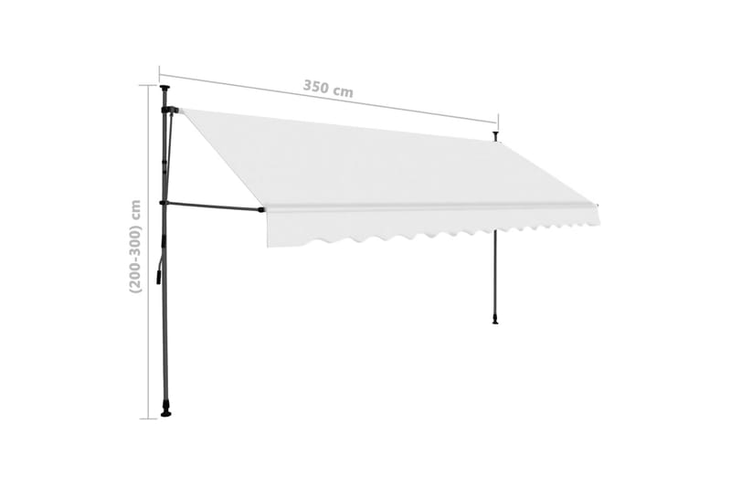 foldemarkise manuel betjening med LED 350 cm cremefarvet - Creme - Balkonmarkise - Markiser - Terrassemarkise