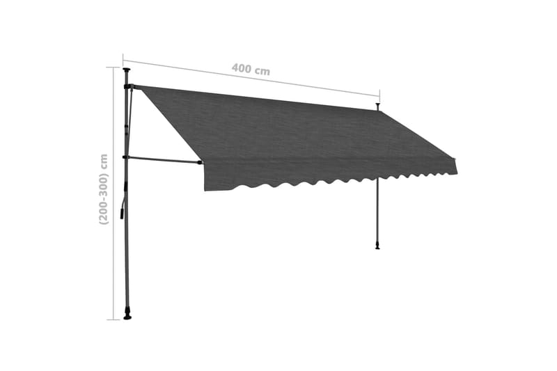 foldemarkise manuel betjening med LED 400 cm antracitgrå - Grå - Balkonmarkise - Markiser - Terrassemarkise