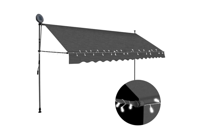 foldemarkise manuel betjening med LED 400 cm antracitgrå - Grå - Balkonmarkise - Markiser - Terrassemarkise