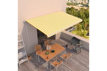 foldemarkise med automatisk betjening 500x350 cm - Gul - Havemøbler - Solafskærmning - Markiser - Balkonmarkise