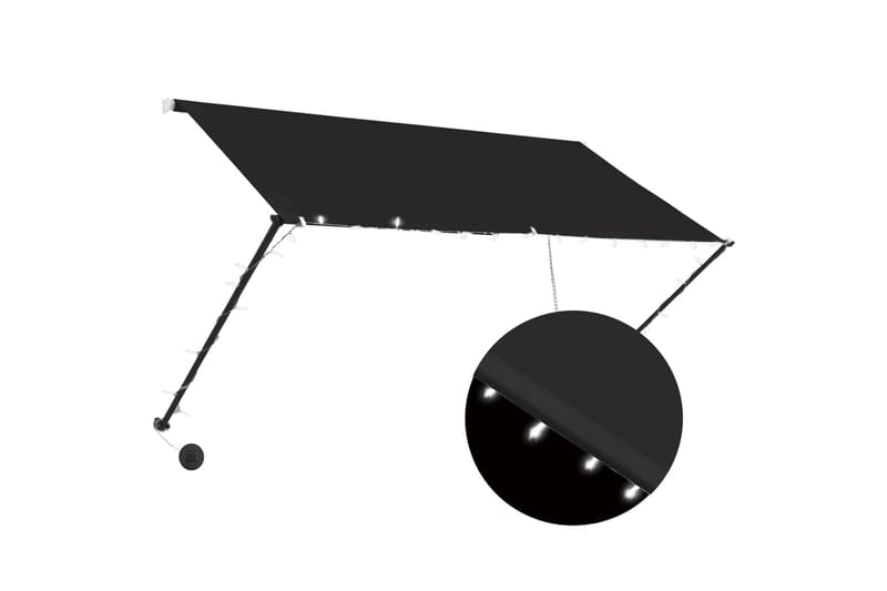foldemarkise med LED 250x150 cm antracitgrå - Grå - Havemøbler - Solafskærmning - Markiser - Vinduesmarkise