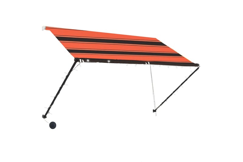 foldemarkise med LED 250x150 cm orange og brun - Flerfarvet - Havemøbler - Solafskærmning - Markiser - Vinduesmarkise