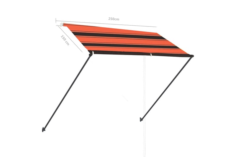 foldemarkise med LED 250x150 cm orange og brun - Flerfarvet - Havemøbler - Solafskærmning - Markiser - Vinduesmarkise