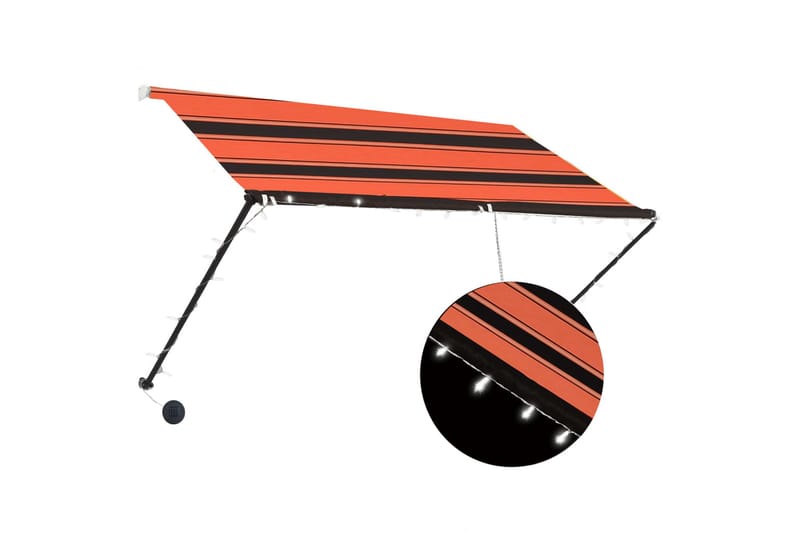 foldemarkise med LED 250x150 cm orange og brun - Flerfarvet - Vinduesmarkise - Markiser