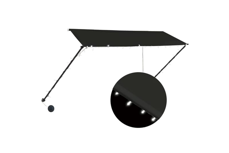 foldemarkise med LED 300x150 cm antracitgrå - Grå - Havemøbler - Solafskærmning - Markiser - Balkonmarkise