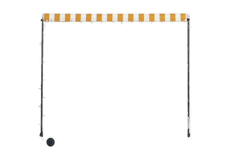 foldemarkise med LED 300x150 cm gul og hvid - Gul - Havemøbler - Solafskærmning - Markiser - Vinduesmarkise