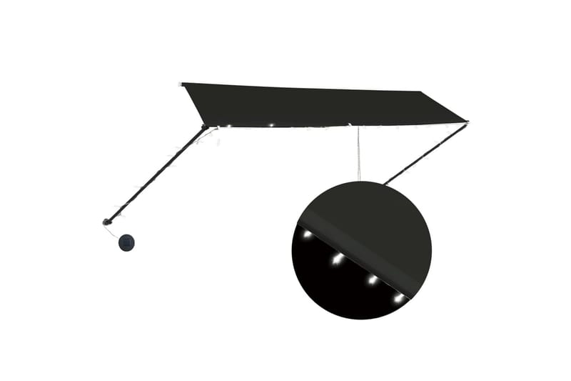 foldemarkise med LED 350x150 cm antracitgrå - Grå - Havemøbler - Solafskærmning - Markiser - Balkonmarkise