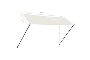foldemarkise med LED 400x150 cm cremefarvet - Creme - Havemøbler - Solafskærmning - Markiser - Balkonmarkise