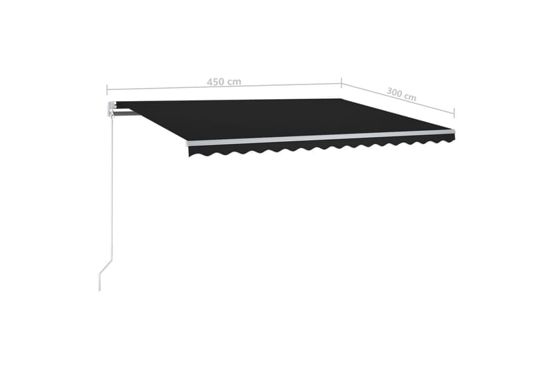 foldemarkise med stolper 4,5x3 m automatisk antracitgrå - Antracit - Balkonmarkise - Markiser - Terrassemarkise