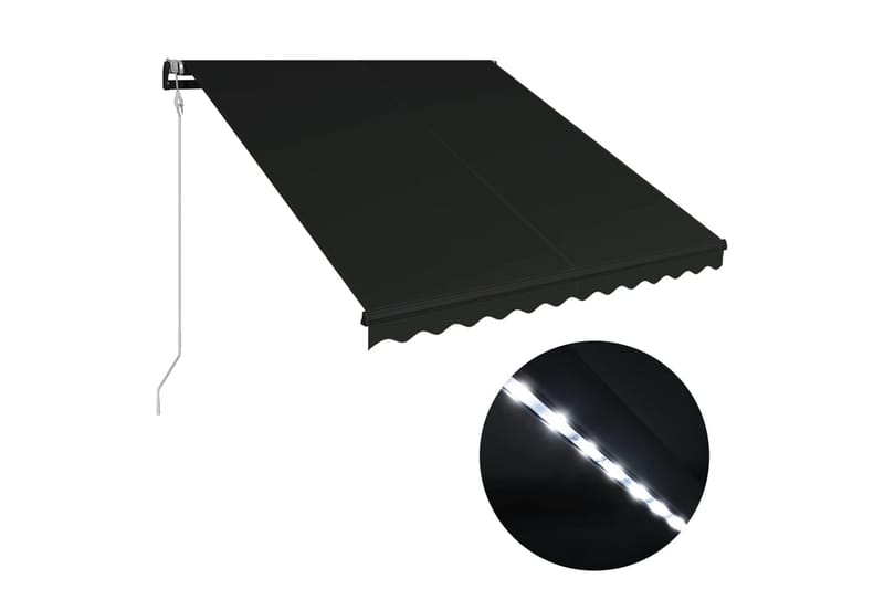 foldemarkise med vindsensor og LED 300 x 250 cm antracitgrå - Grå - Balkonmarkise - Markiser - Terrassemarkise