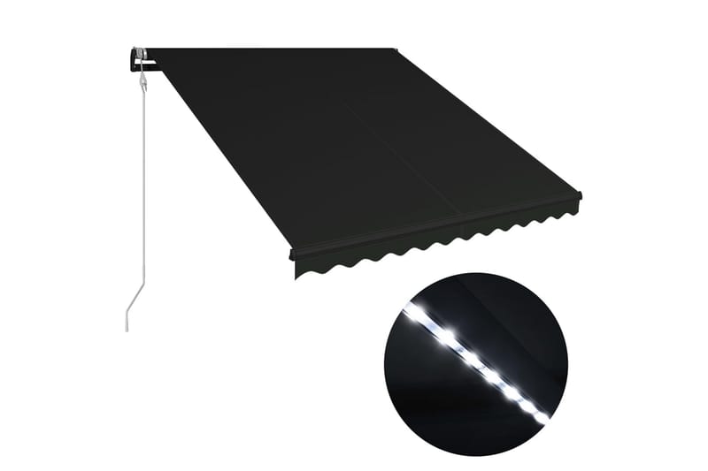 foldemarkise med vindsensor og LED 350 x 250 cm antracitgrå - Grå - Balkonmarkise - Markiser - Terrassemarkise