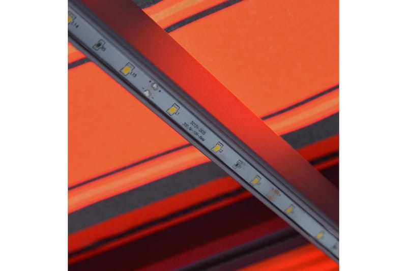 Foldemarkise Med Vindsensor Og Led 350X250 cm Orange Og Brun - Vinduesmarkise - Markiser - Solbeskyttelse vindue