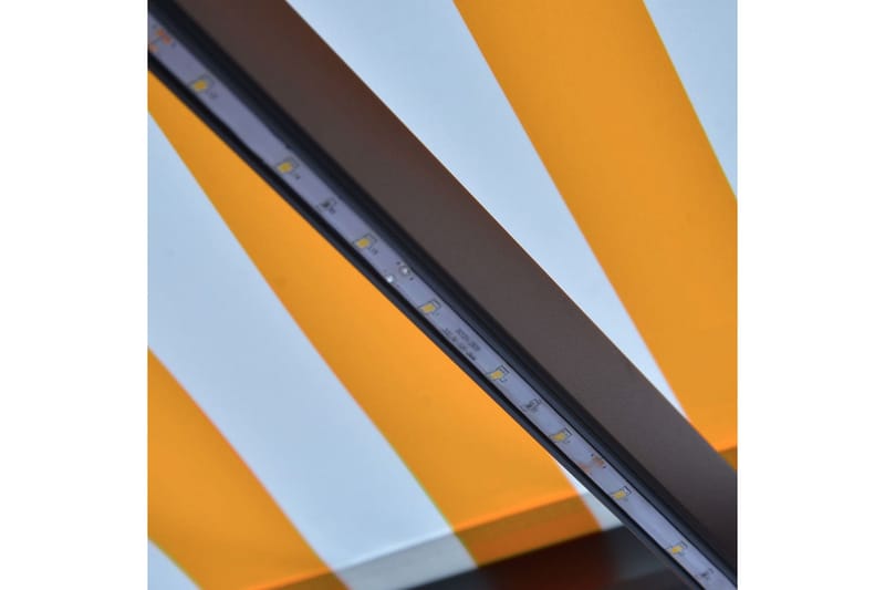Foldemarkise Med Vindsensor Og Led 400X300 cm Gul Og Hvid - Vinduesmarkise - Markiser - Solbeskyttelse vindue
