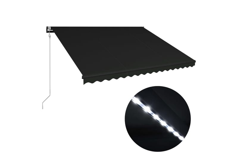 foldemarkise med vindsensor og LED 450 x 300 cm antracitgrå - Grå - Balkonmarkise - Markiser - Terrassemarkise