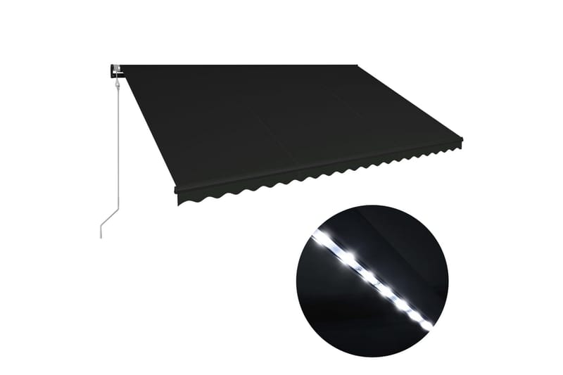 foldemarkise med vindsensor og LED 500 x 300 cm antracitgrå - Grå - Balkonmarkise - Markiser - Terrassemarkise