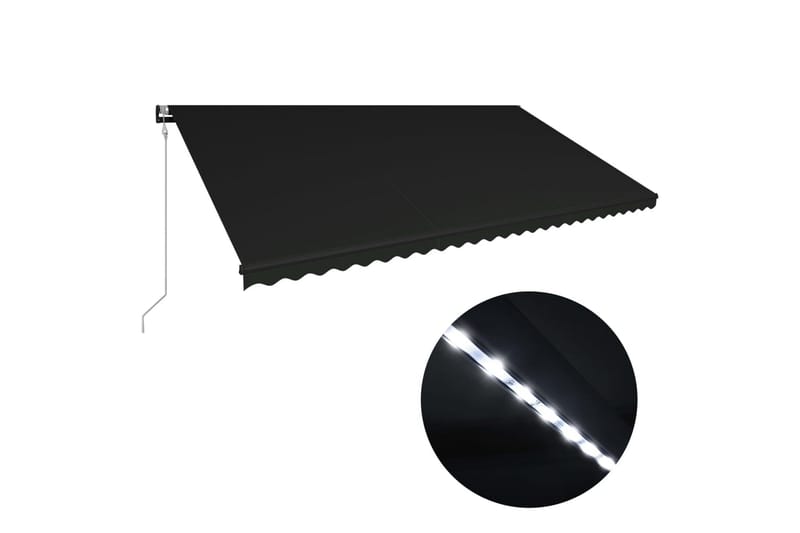 foldemarkise med vindsensor og LED 600 x 300 cm antracitgrå - Grå - Balkonmarkise - Markiser - Terrassemarkise