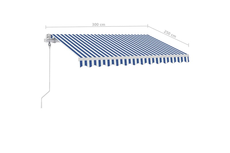fritstående markise 300x250 cm automatisk betjening blå/hvid - Blå - Havemøbler - Solafskærmning - Markiser - Balkonmarkise