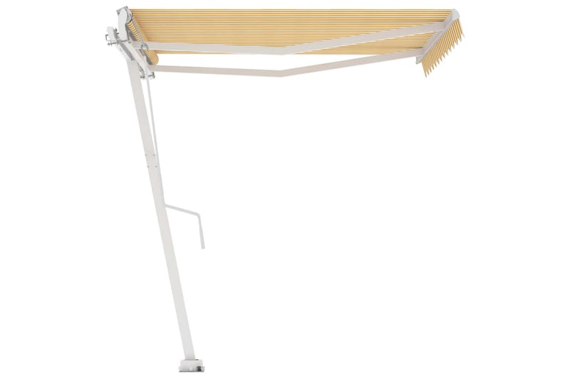 fritstående markise 300x250 cm automatisk betjening gul/hvid - Gul - Havemøbler - Solafskærmning - Markiser - Balkonmarkise