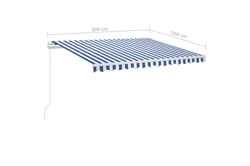 fritstående markise 300x250 cm manuel betjening blå/hvid - Blå - Havemøbler - Solafskærmning - Markiser - Balkonmarkise