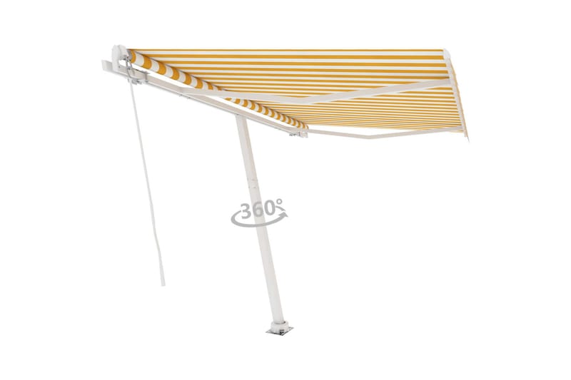 fritstående markise 300x250 cm manuel betjening gul og hvid - Gul - Havemøbler - Solafskærmning - Markiser - Balkonmarkise