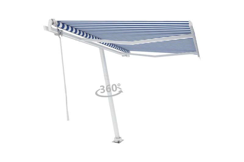 fritstående markise 350x250 cm automatisk betjening blå/hvid - Blå - Havemøbler - Solafskærmning - Markiser - Balkonmarkise