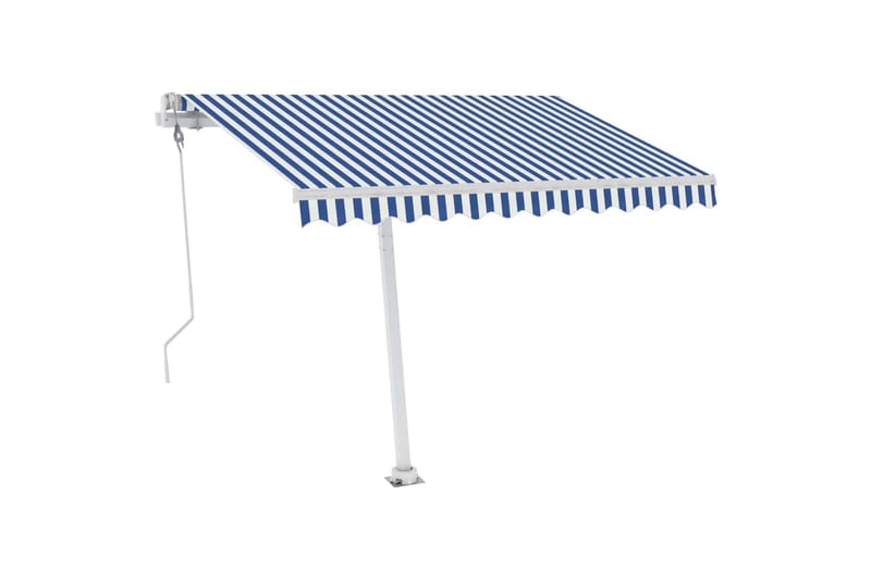 fritstående markise 350x250 cm automatisk betjening blå/hvid - Blå - Havemøbler - Solafskærmning - Markiser - Balkonmarkise