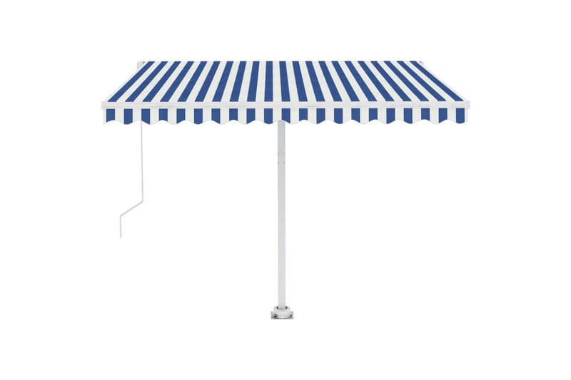 fritstående markise 350x250 cm automatisk betjening blå/hvid - Blå - Havemøbler - Solafskærmning - Markiser - Balkonmarkise