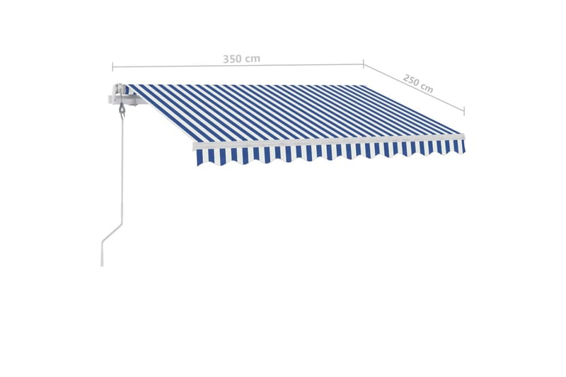 fritstående markise 350x250 cm automatisk betjening blå/hvid - Blå - Havemøbler - Solafskærmning - Markiser - Balkonmarkise