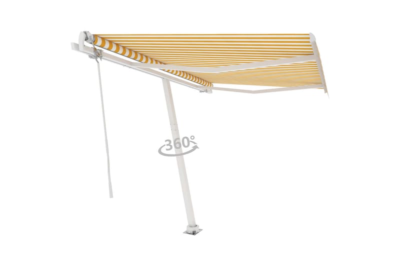 fritstående markise 350x250 cm automatisk betjening gul/hvid - Gul - Havemøbler - Solafskærmning - Markiser - Balkonmarkise