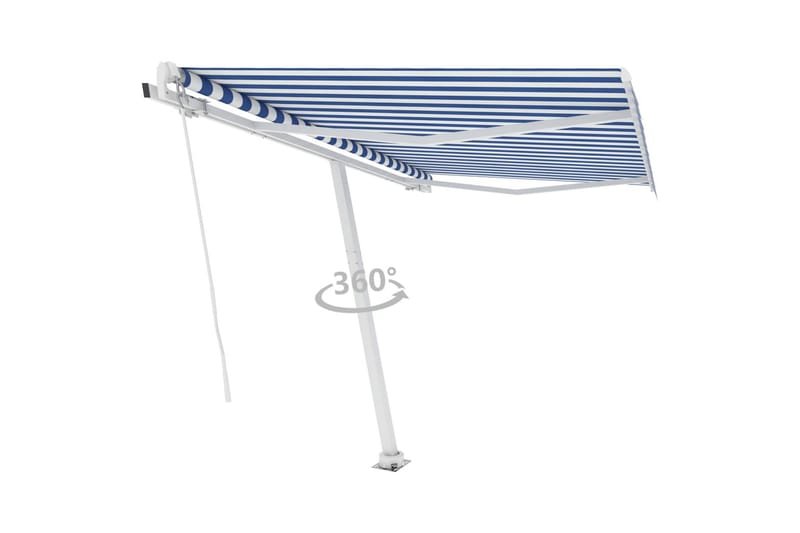 fritstående markise 350x250 cm manuel betjening blå/hvid - Blå - Havemøbler - Solafskærmning - Markiser - Balkonmarkise