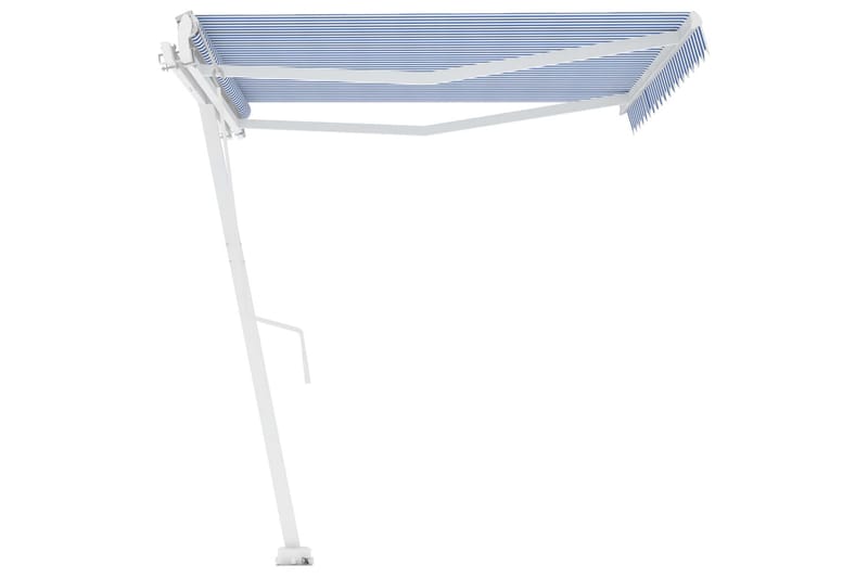 fritstående markise 400x350 cm automatisk betjening blå/hvid - Blå - Havemøbler - Solafskærmning - Markiser - Balkonmarkise