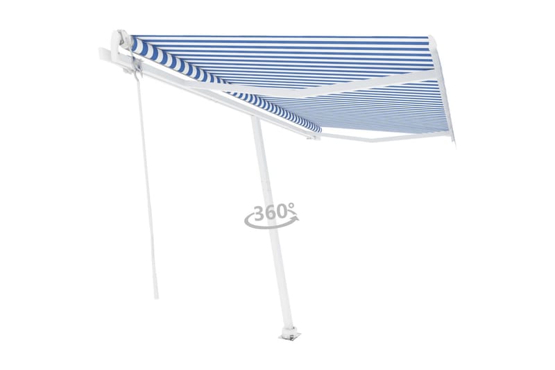 fritstående markise 450x300 cm automatisk betjening blå/hvid - Blå - Havemøbler - Solafskærmning - Markiser - Balkonmarkise