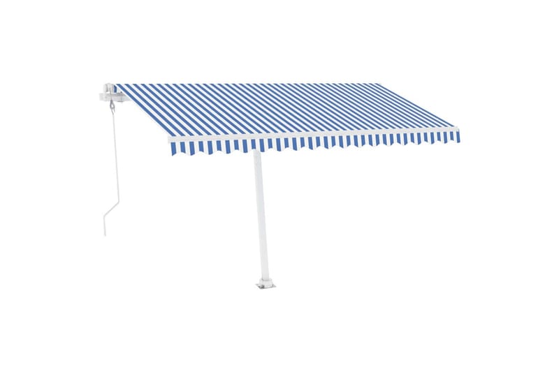fritstående markise 450x300 cm automatisk betjening blå/hvid - Blå - Havemøbler - Solafskærmning - Markiser - Balkonmarkise