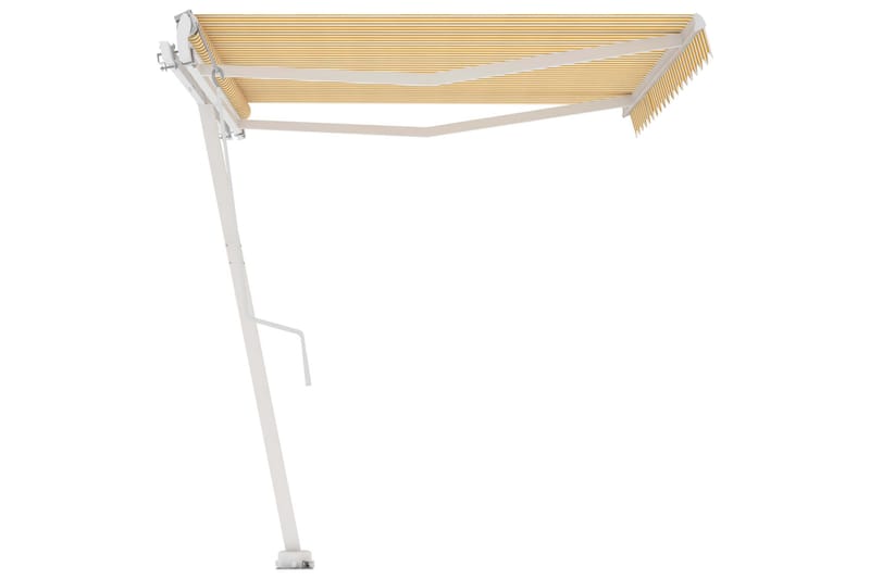 fritstående markise 450x300 cm automatisk betjening gul/hvid - Gul - Havemøbler - Solafskærmning - Markiser - Balkonmarkise