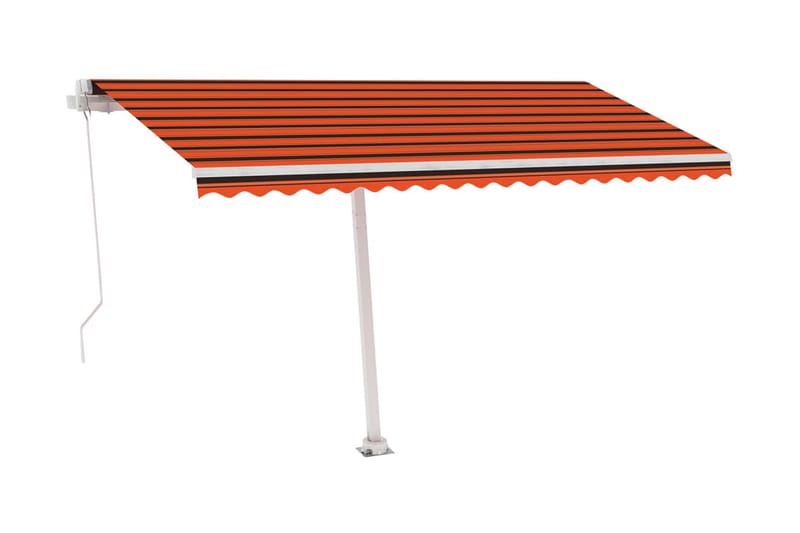 fritstående markise 450x300 cm manuel betjening orange/brun - Orange - Balkonmarkise - Markiser - Terrassemarkise
