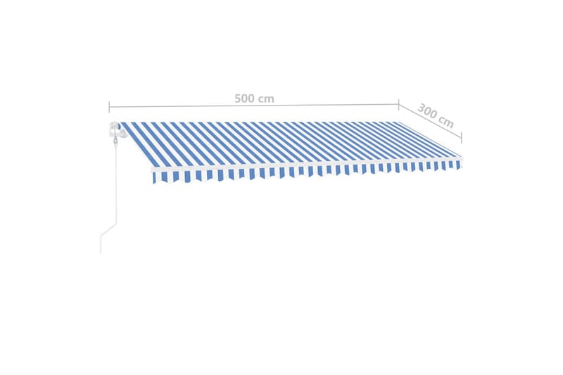 fritstående markise 500x300 cm automatisk betjening blå/hvid - Blå - Balkonmarkise - Markiser - Terrassemarkise