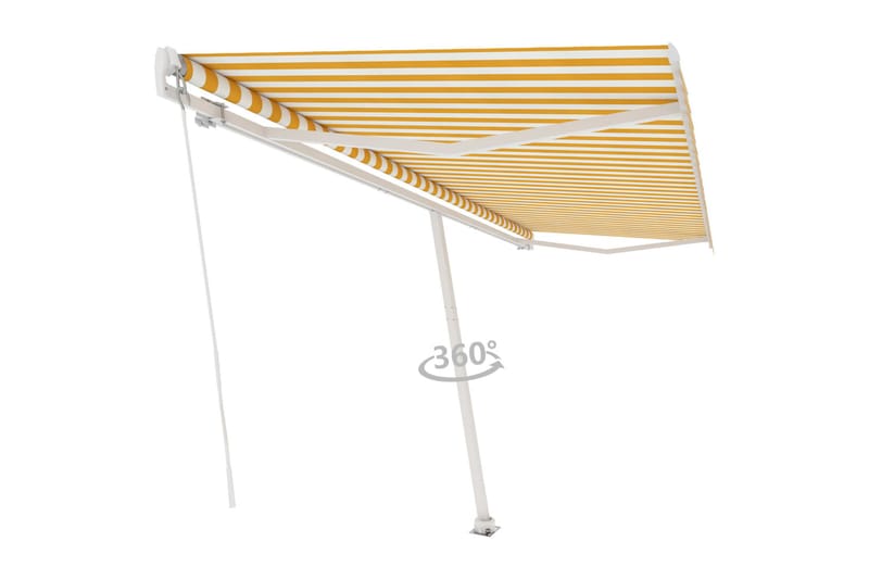 fritstående markise 500x350 cm manuel betjening gul/hvid - Gul - Havemøbler - Solafskærmning - Markiser - Balkonmarkise