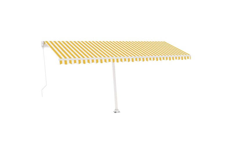 fritstående markise 500x350 cm manuel betjening gul/hvid - Gul - Havemøbler - Solafskærmning - Markiser - Balkonmarkise