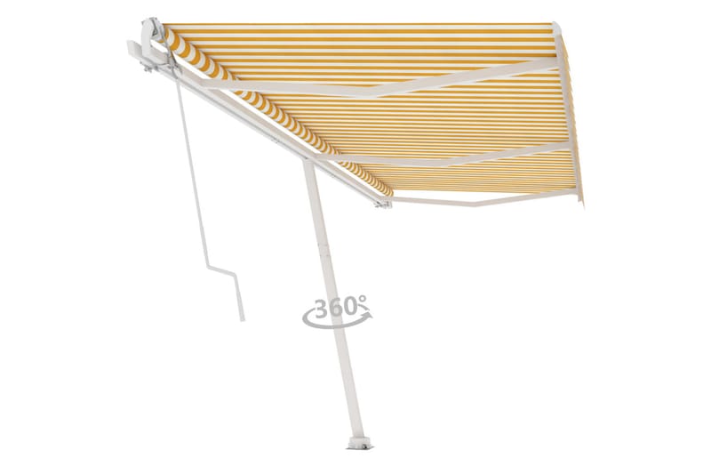 fritstående markise 600x300 cm automatisk betjening gul/hvid - Gul - Havemøbler - Solafskærmning - Markiser - Balkonmarkise