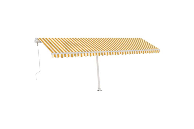 fritstående markise 600x300 cm automatisk betjening gul/hvid - Gul - Havemøbler - Solafskærmning - Markiser - Balkonmarkise