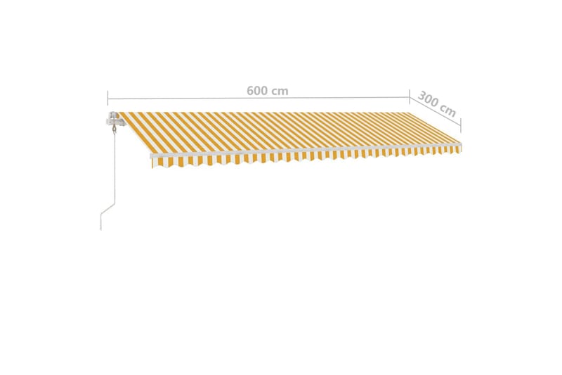 fritstående markise 600x300 cm automatisk betjening gul/hvid - Gul - Balkonmarkise - Markiser - Terrassemarkise