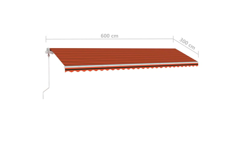 fritstående markise 600x300 cm automatisk betjening - Orange - Balkonmarkise - Markiser - Terrassemarkise