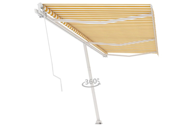 fritstående markise 600x300 cm manuel betjening gul/hvid - Gul - Havemøbler - Solafskærmning - Markiser - Balkonmarkise