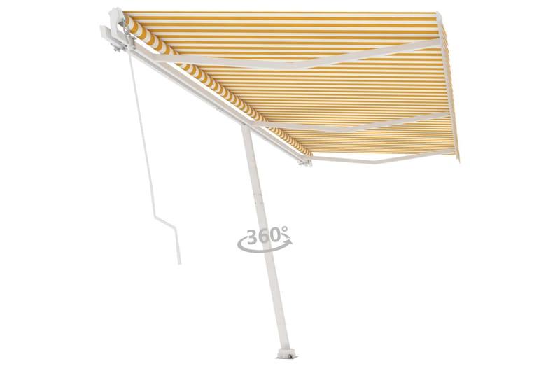 fritstående markise 600x300 cm manuel betjening gul/hvid - Gul - Balkonmarkise - Markiser - Terrassemarkise